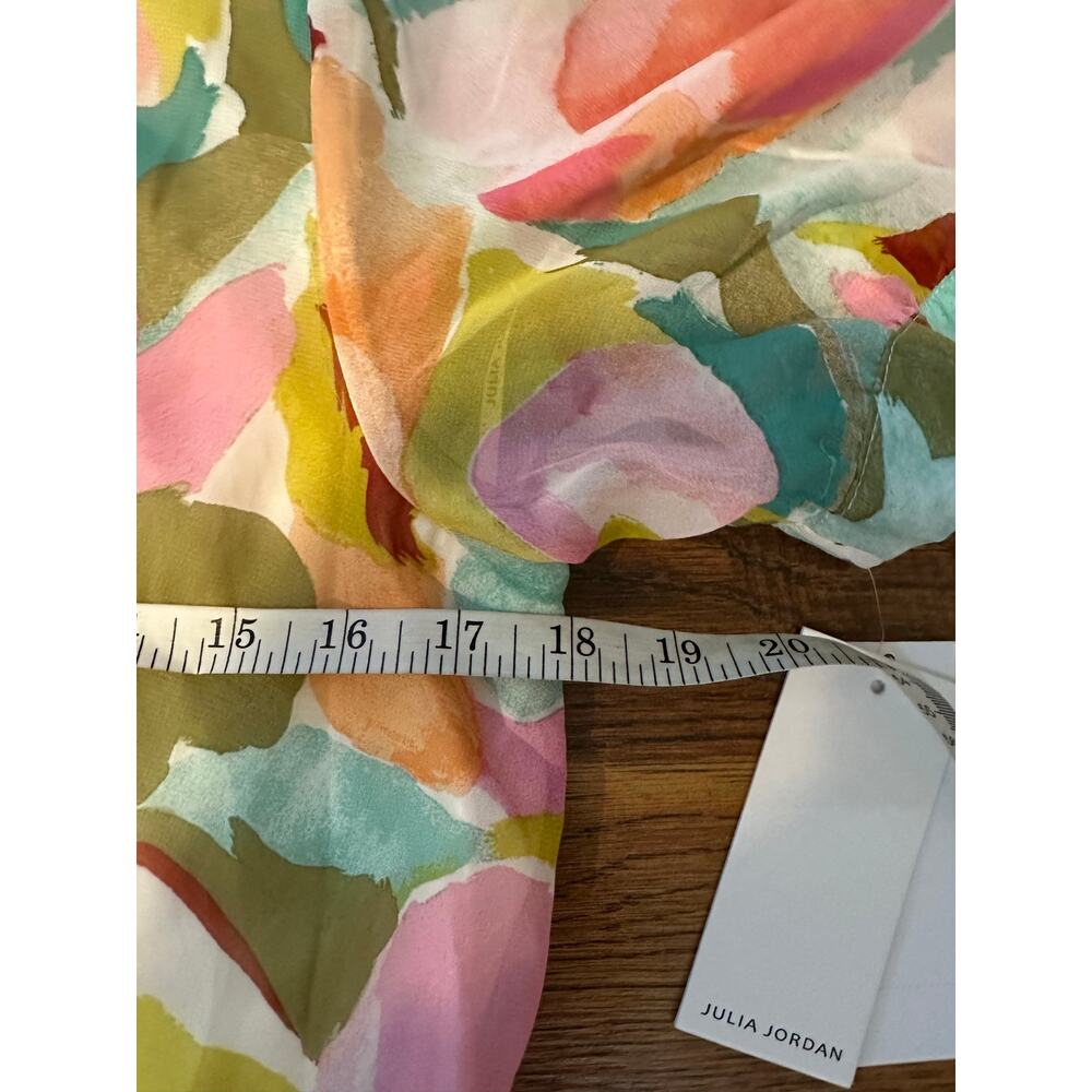 Julia Jordan Floral Puff Sleeve Midi Dress Chiffon Watercolor Women’s 10 NWT - Picture 11 of 12
